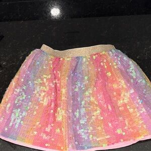 H&M Multicolor Sequin Skirt with Gold Waistband